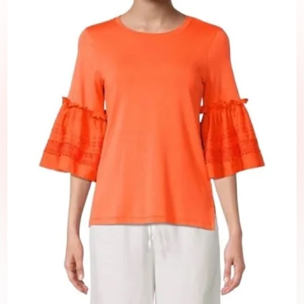KOBI HALPERIN Spencer Embroidered Bell Sleeve Top